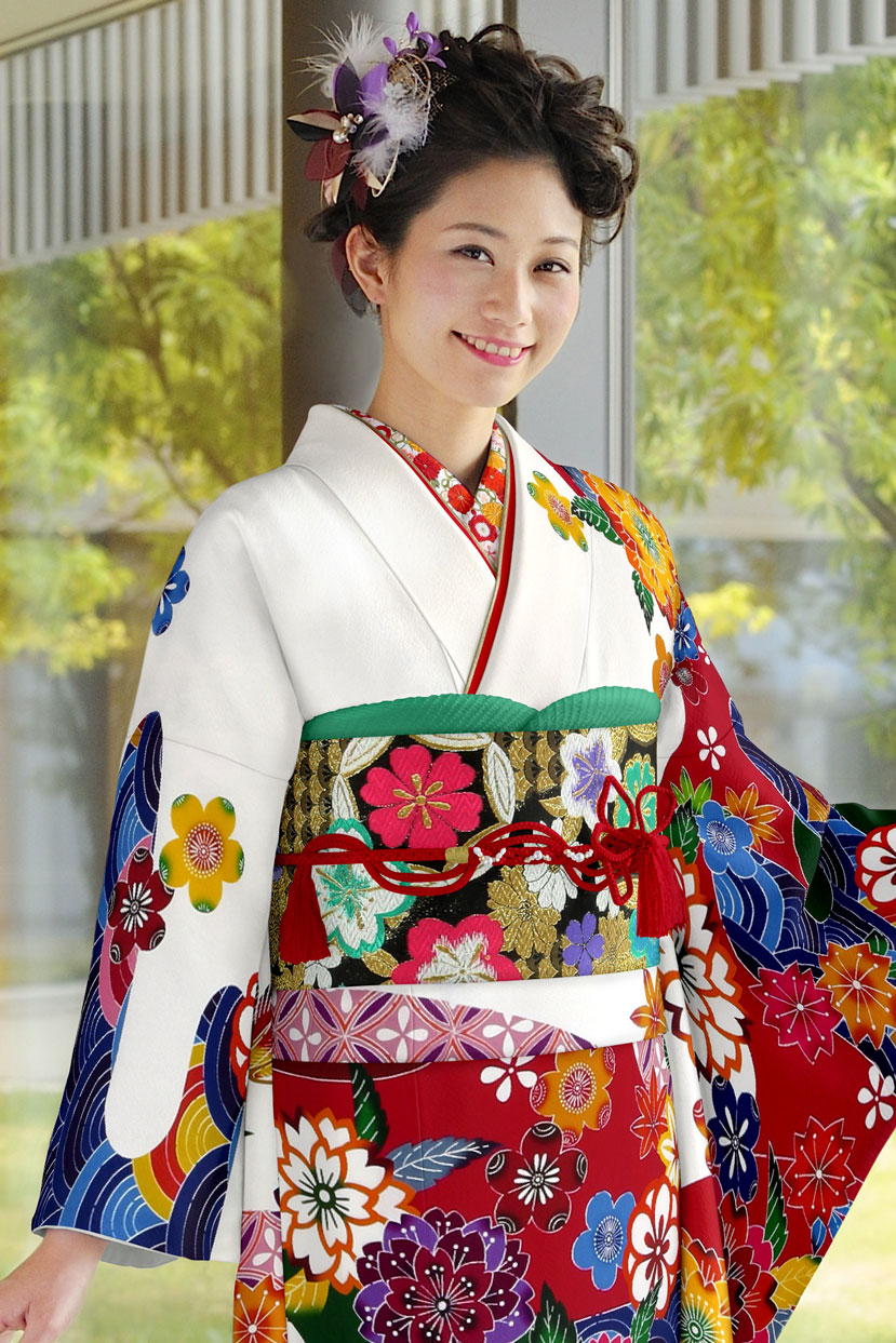 408z19☆紅型 こし 中振袖 ちりめん 古典柄 成人式 卒業式 十三参り